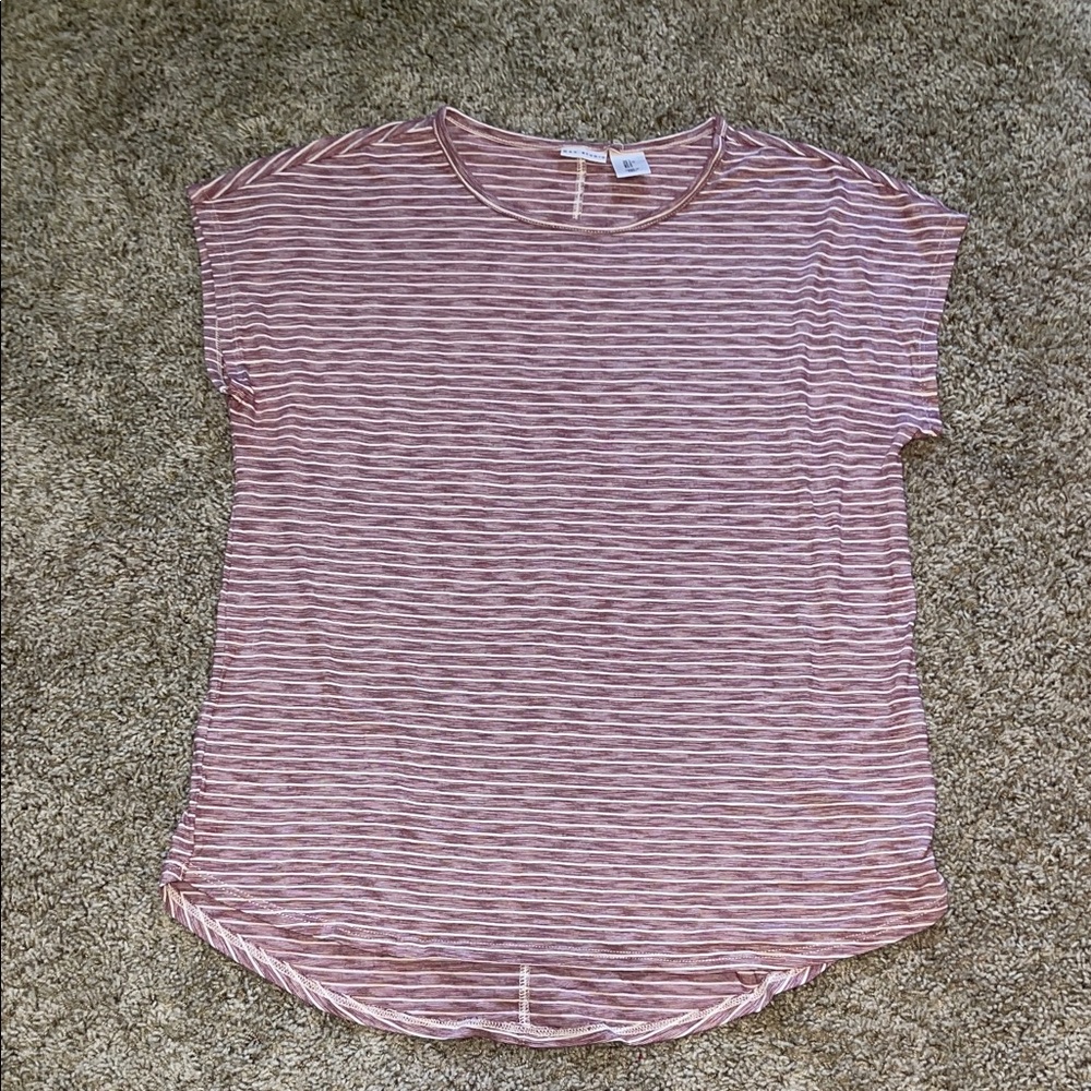 Max Studio Pink Striped Short Sleeve Top